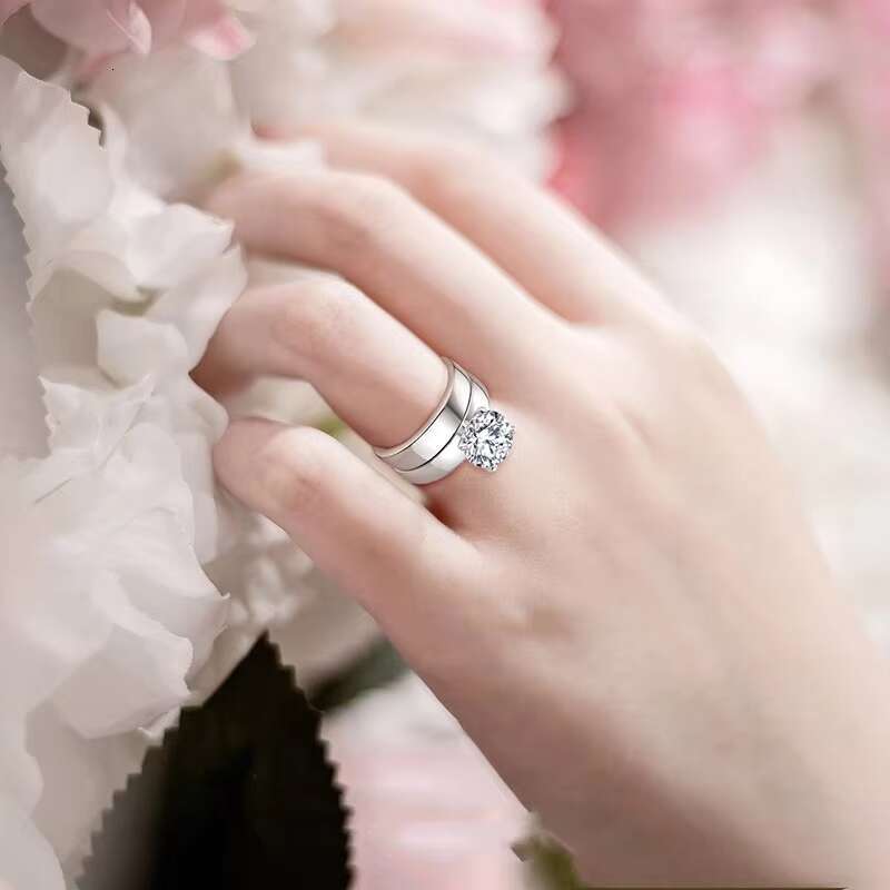 2.5Ct 8.5Mm Dvvs Moissanite Diamond Ring Platinum Custom Marriage Proposal Set Ring S925 Sterling Silver With Four Claw