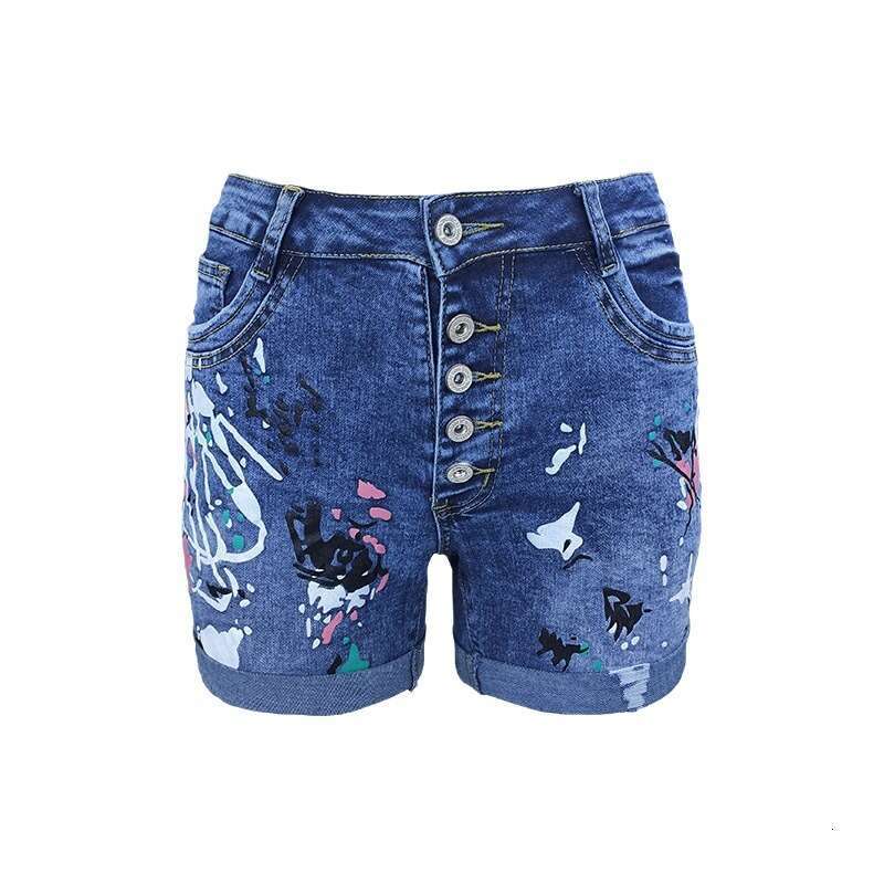 Denim Shorts Jeans Shorts Women S Denim Shorts Button Up Slim Fit Hot Half Length Printed Versatile Stretch Casual Pants Ripped Short Jeans