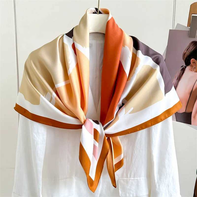 Women Design Square Headscarf Popular Scarves Model Sunscreen Silk Hijab Fashion Bandana 90X90cm Beach Shawls Tie Bag Decoration W250602