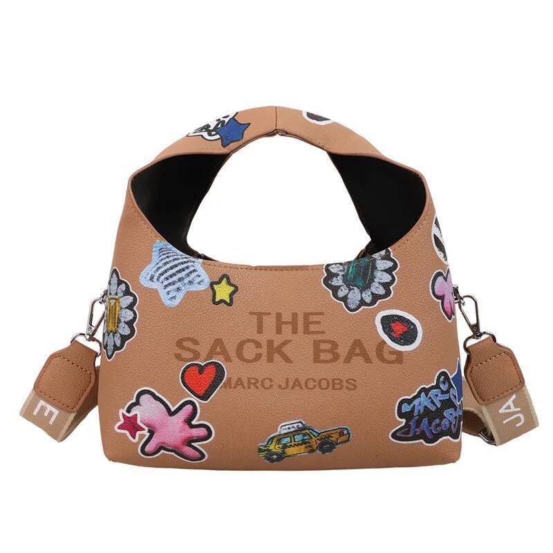 2025 New Large Capacity Bucket & Basket Bag - Portable, Shoulder/Crossbody/Handheld, Simple Letter Print, Retro Style