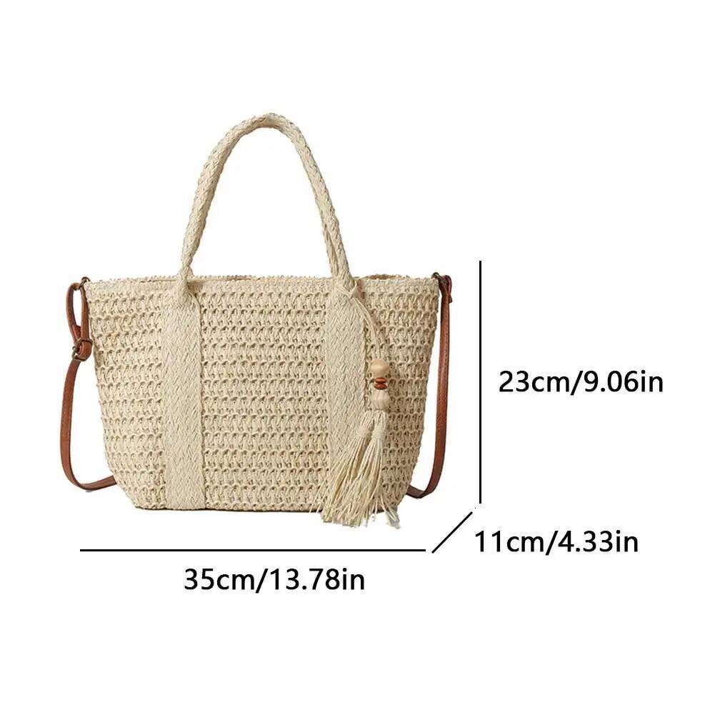 2025 new straw beach bag with zipper shoulder strap adjustable shoulder strap wallet suitable for designer women's travel and vacation