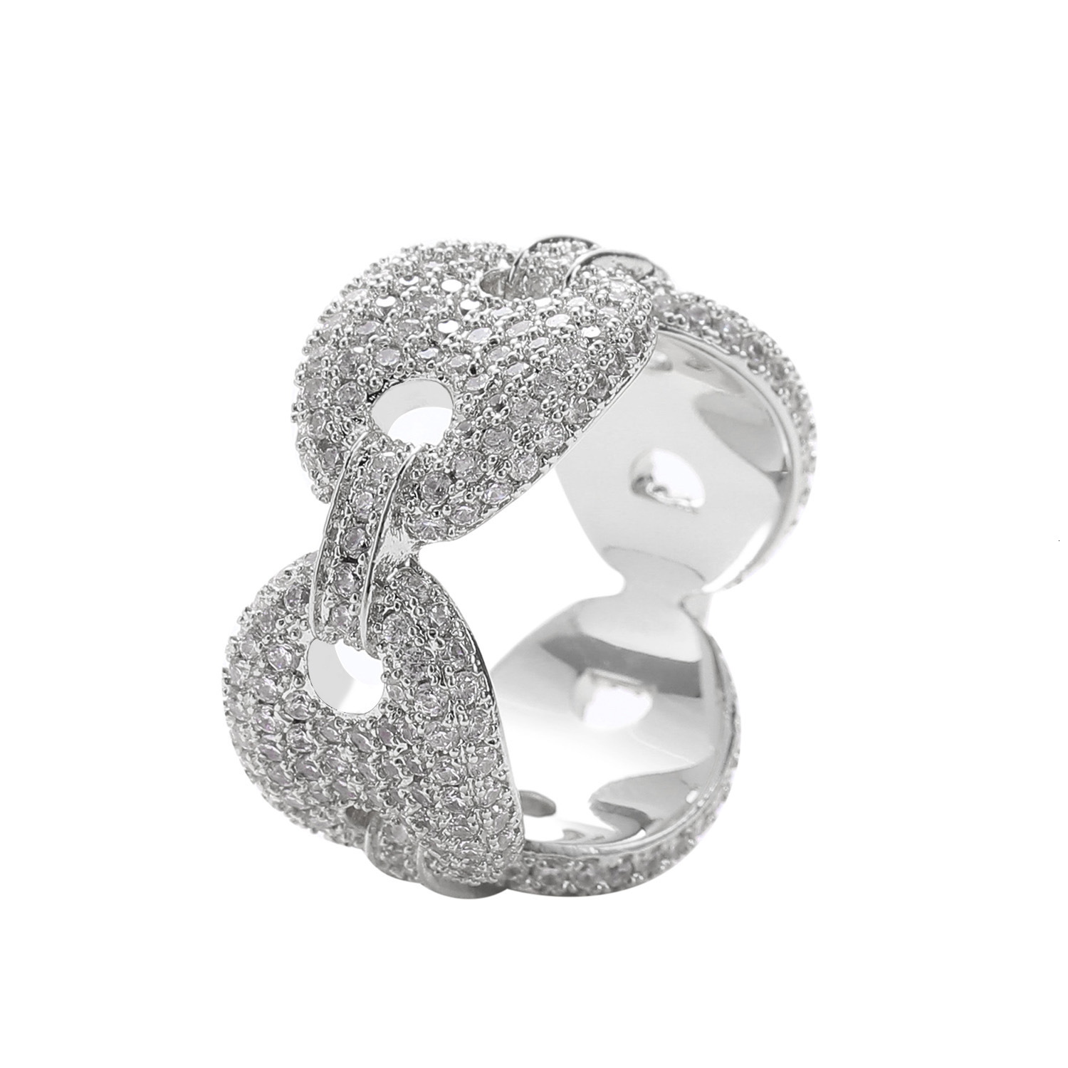 Hip-hop mens new coffee beans micro-set Moissanite ring color Moissanite pig nose ring personality ring moissanite