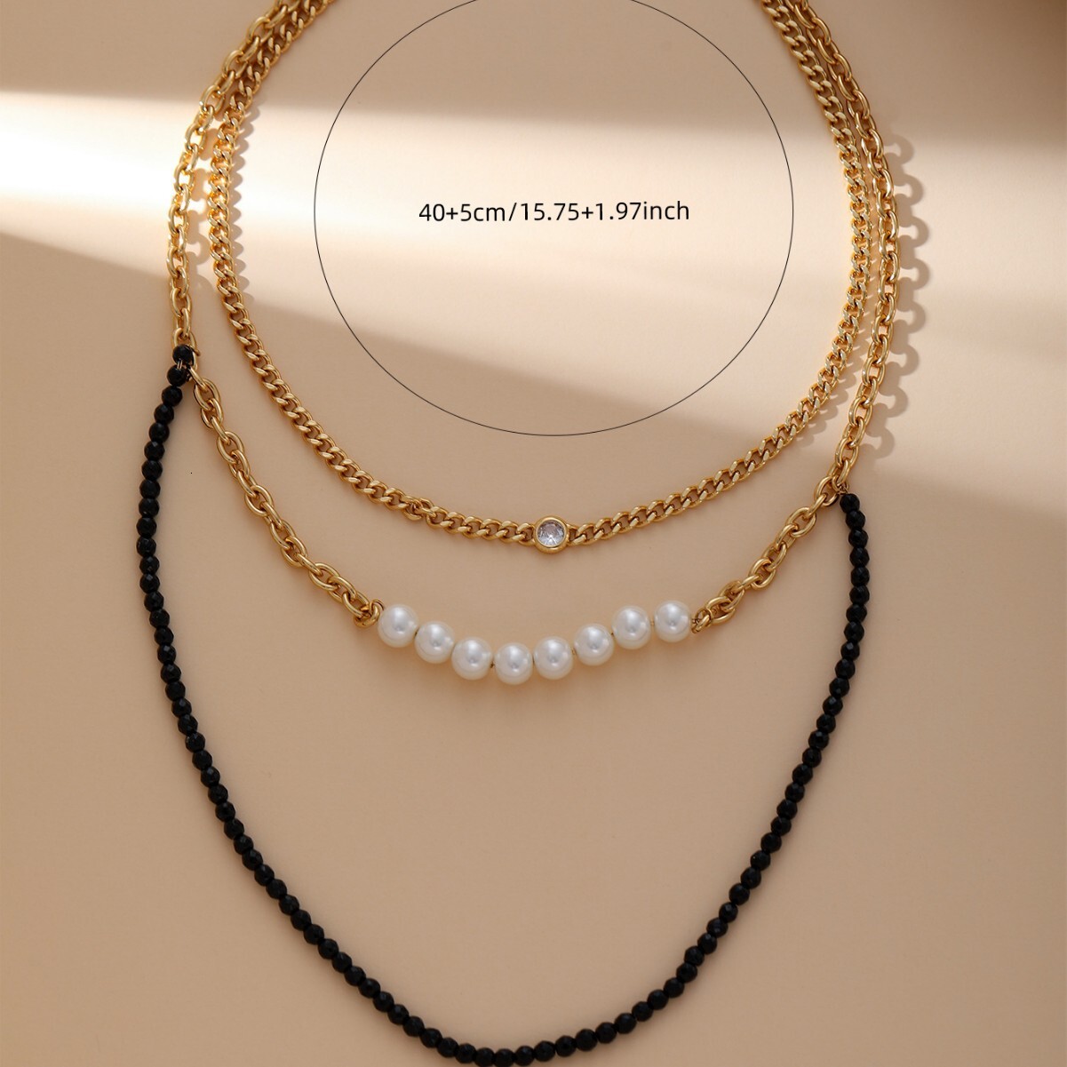 Style Pointed Rhinestone Fashionable Simple Handmade Black and White Collarbone Chain Jewelry Neckband Accessories