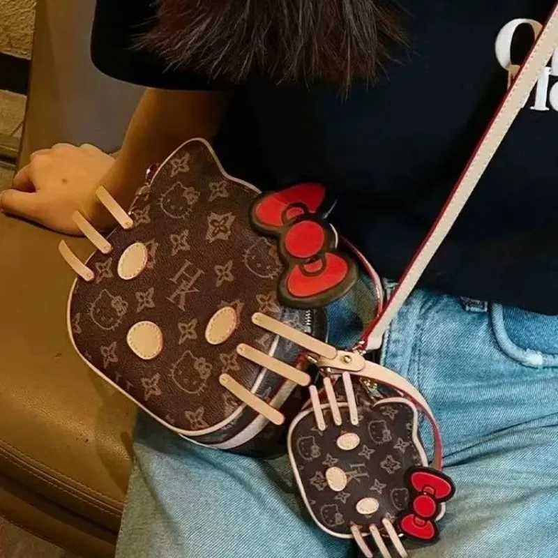 Sanrio Hello Kitty Bag Embroidery Cute Handbag PU Crossbody Bag Cartoon Travel Portable Chain Crossbody Wallet Fashion Versatilew250602