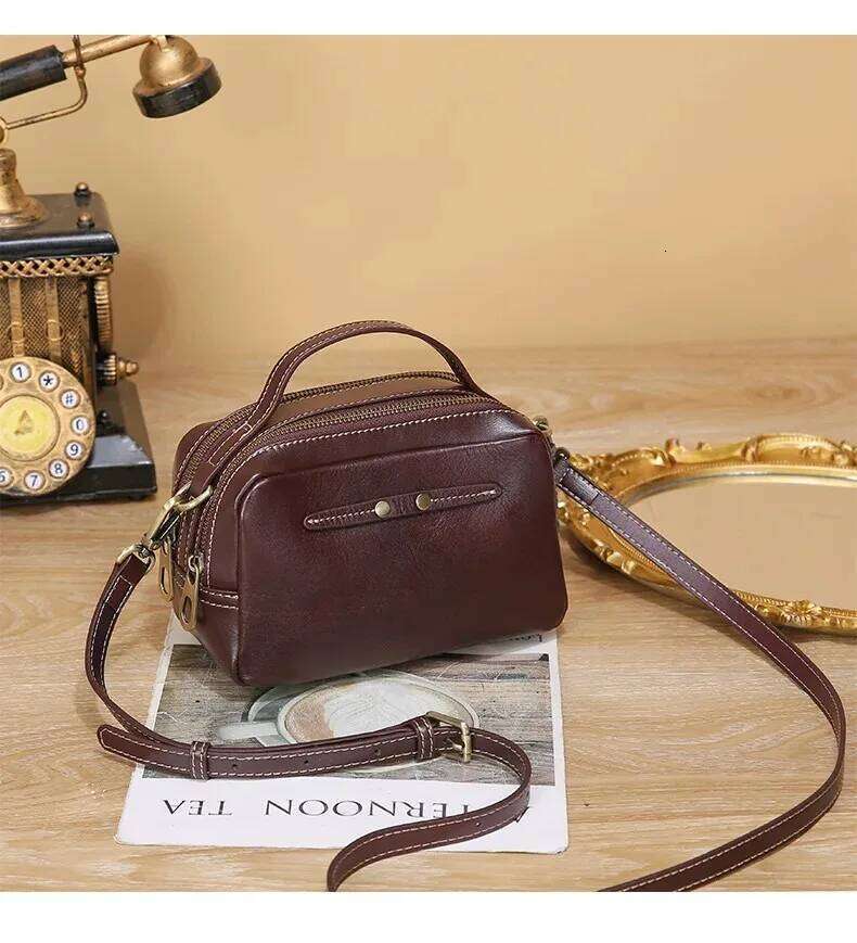 Women's Autumn/Winter New Design SensibilityNiche High-End Feel Crossbody Versatile Genuine Leather Single Shoulder Bag