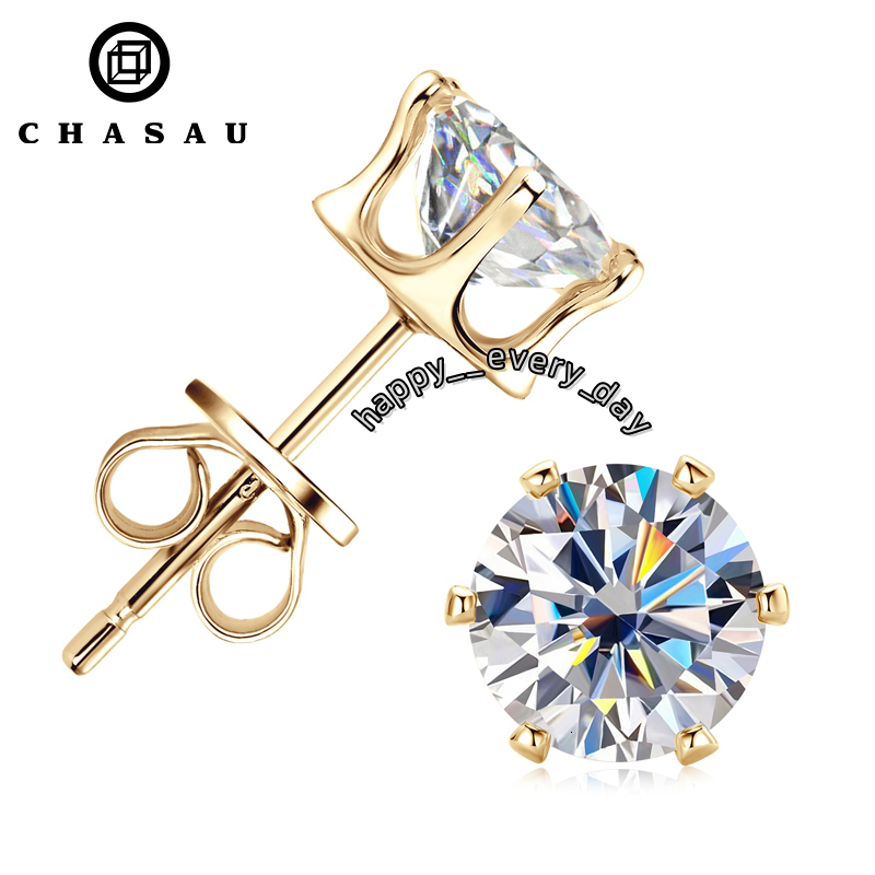 Hot Sale Trendy 925 Sterling Silver Round Cut Multi-Size Moissanite Men Women Classic Single Stone Six Claw Stud Earrings