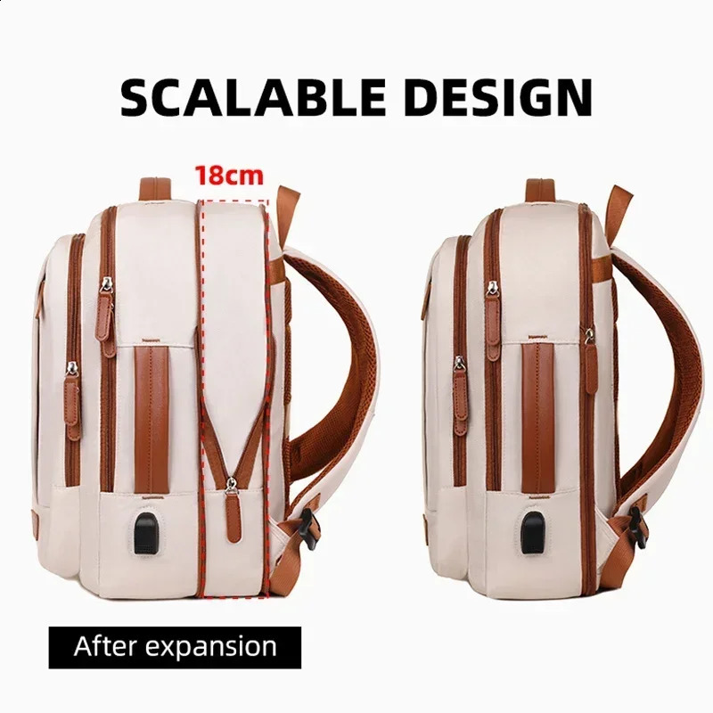 Travel Backpack 42x31x12CM Cabin Plane Waterproof Expandable Weekender Laptop With USB Port Ryanair Carry-On Women Men Backpack 250530