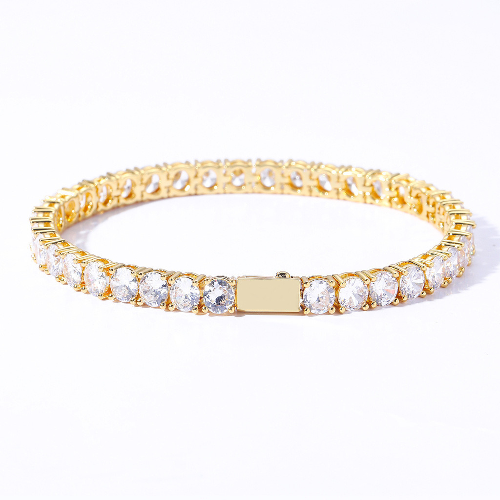 Bracelet Mens Hip Hop 5mm 6mm Spring Buckle High grade Hip Hop Tennis Chain Micro Inlaid Single Row Moissanite Bracelet moissanite