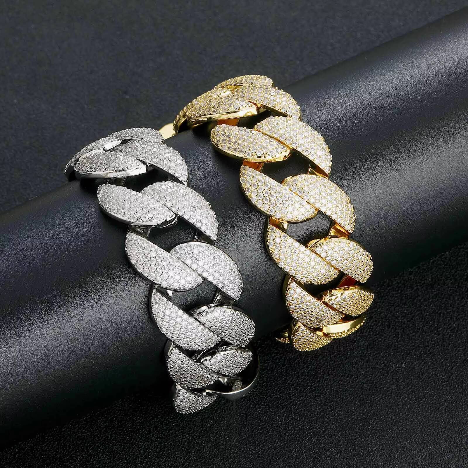 Hip-hop 22mm Wide Bubble 5 Row Drill Cuban Necklace Fashion Jewelry Punk Women Man Rapper Chain
