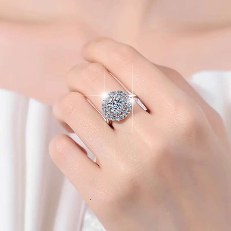 Fine Jewel 2024 New Elegant Engagement Wedding Ring S925 Sterling Silver Diamond VVs1 Moissanite Ring for Woman Ladies