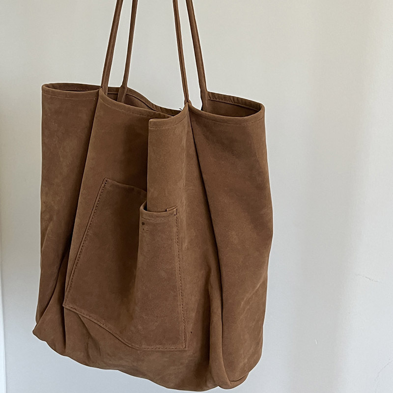 designer Autumn Winter Large Capacity Suede Lazy Style Single Shoulder Bag Large Bag Artistic Student Versatile Handbag Large Capacity Shopping Bag