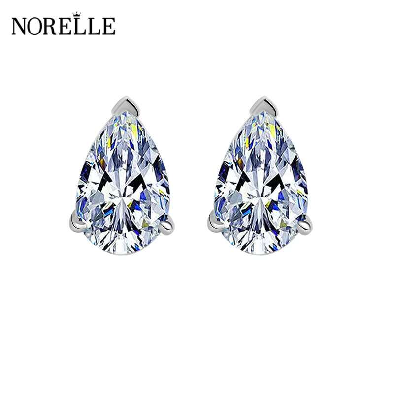 Wedding Luxury 1 Carat VVS1 Moissanite Stud Earrings for Women 925 Silver Gold Rhodium Plated Pear Cut Diamond Ear Stud Elegant