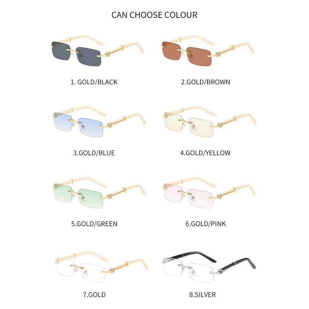 Square Rimless Pink Blue Green Sun Glasses For 2022 Designer Rectangle Hip Hop Cool Men Fashion Sunglasses designer bag