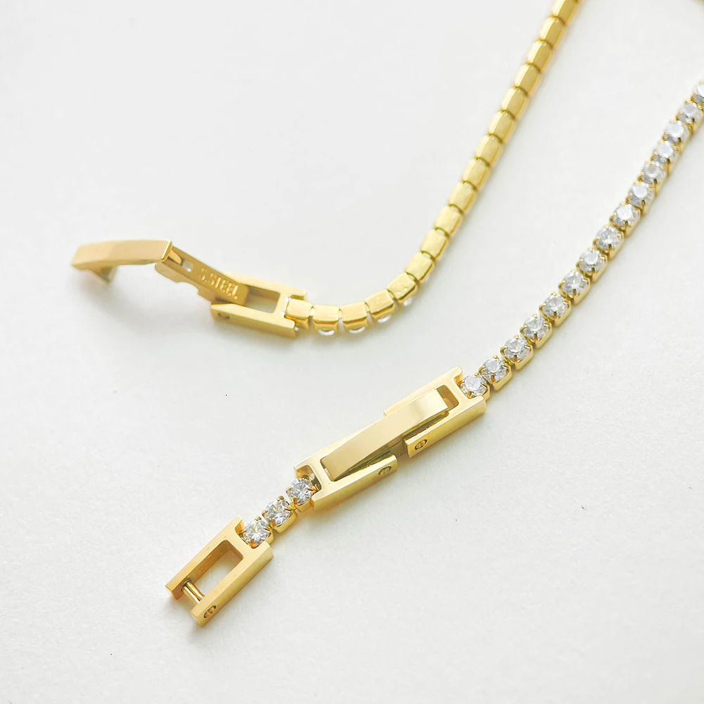 2mm 13cm151719cm Cluster CZ Link Chain Tennis Bracelets For Women Girls Friendship Jewelry Stainless Steel Pulsera Bracciali 250528