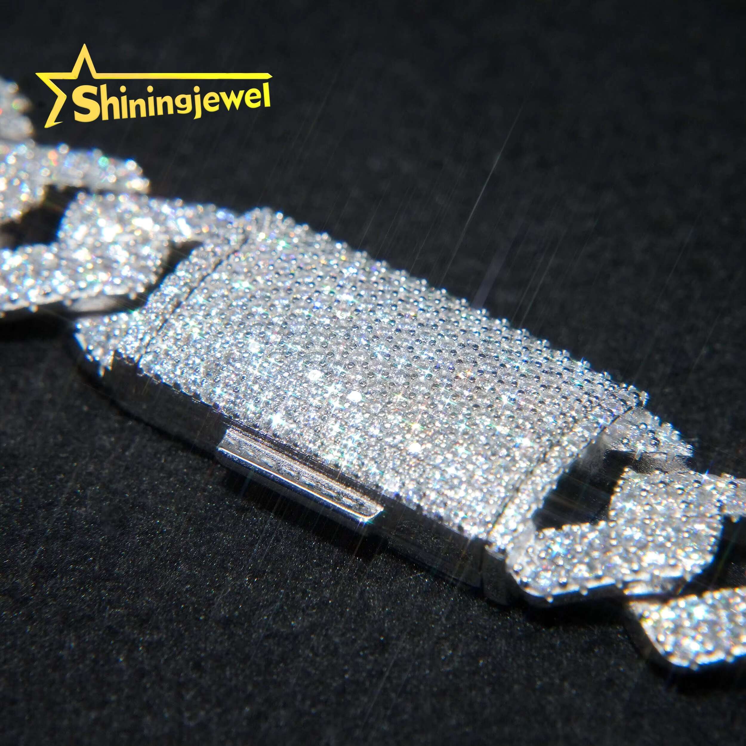 Bargain Sale 18mm Cuban Link Chain Button Design Moissanite Cuban Bracelet Necklace Custom Hip Hop Diamond Cuban Links