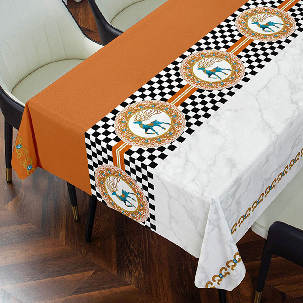 T0502 European hotel light luxury restaurant small fresh waterproof and oil-proof washable dust-proof non-slip home table cloth desk mat