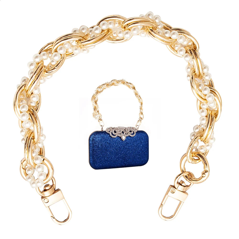 Vintage Pearl Bag Strap Purse Handbag Handles Clutch Bag Accessories Metal Pearl Phone Lanyard Replacement Handles Bag Hardware 250530