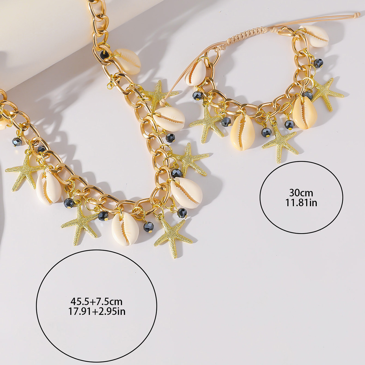 vacation ocean style starfish shell necklace bracelet bead fashion accessory set