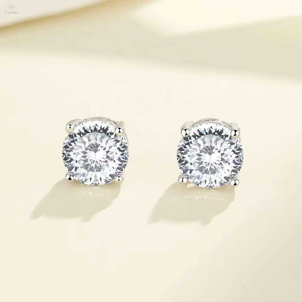 1ct 2ct d Color 925 Sterling Silver Luxury Diamond Vvs 100 Facet Russian Portuguese Cut Moissanite Earrings Stud