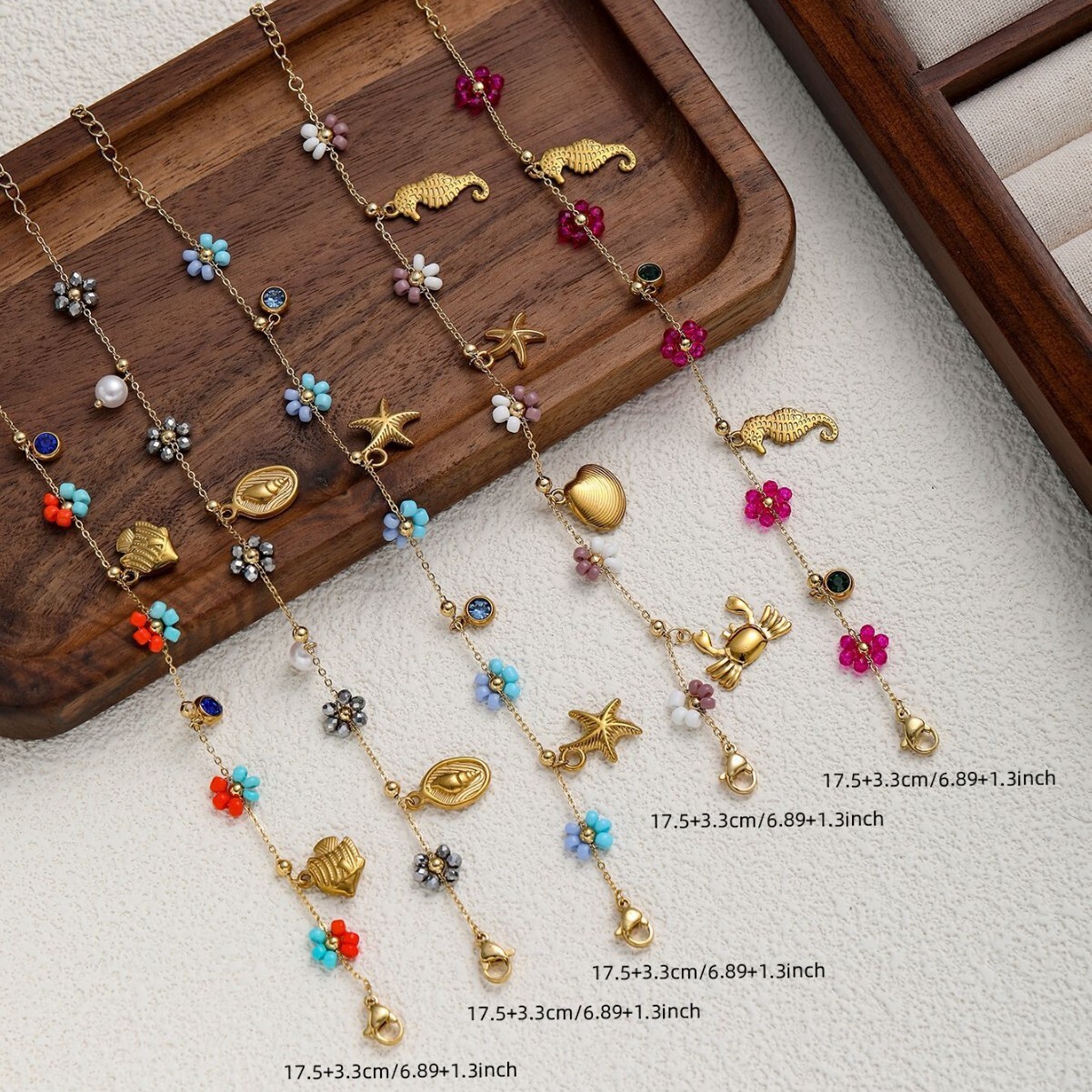 Trendy Fashion Style Stainless Small Bracelet Necklace New Jewelry Set Titanium Steel Flower for Women