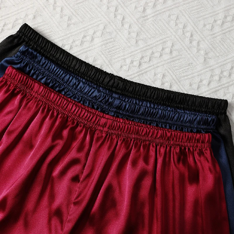 3 Pack Mens Satin Silklike Sleep Shorts Soft Comfortable Sleepwear for Men Summer Lounge Home Wear Casual 250526
