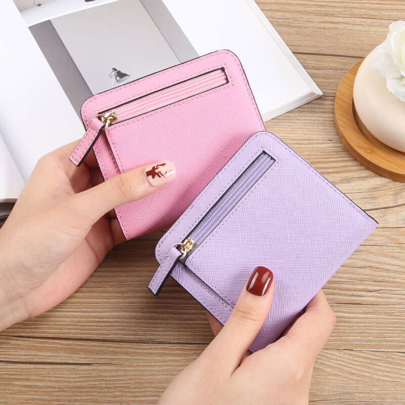New Women's Short Ultra-thin Cross Pattern Student Small Wallet