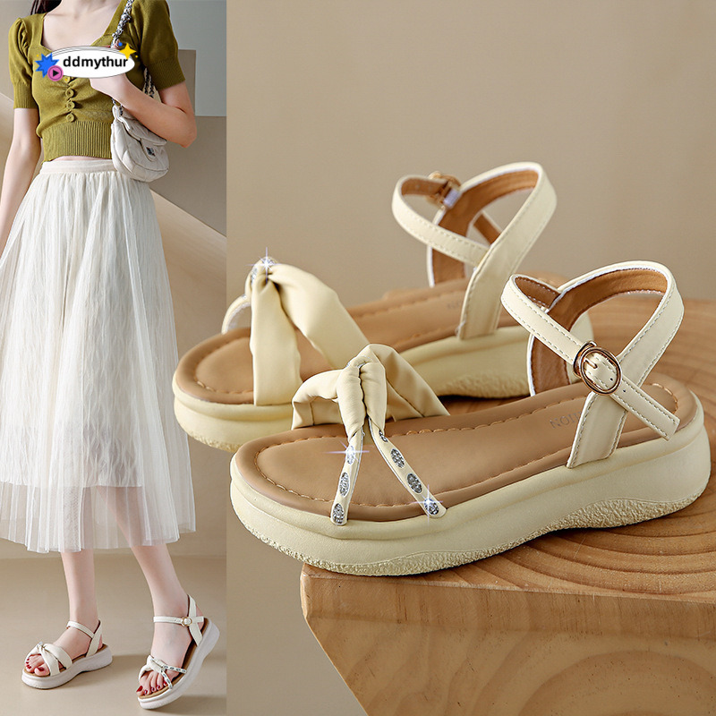 Rhinestone for Women 2023 New Summer Flat Shoes Stylish with Dress Casual Fashion Sandals ddmythur