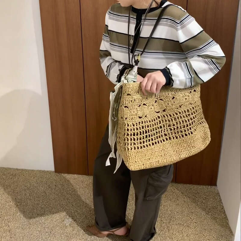 Straw Beach Tote Straw For Women Large Capacity Ethnic Style Shoulder Bag Summer Beach Vacation Woven Tote Bag Crossbody Bag