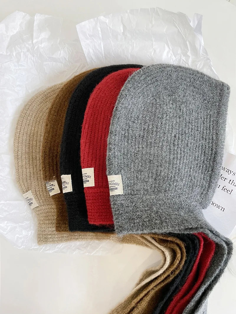 Knitted Beanies Cap For Men Women Winter Warm Unisex Hooded Hat Neck Collar Scarf Cap Ski Beanie Cold Hats Balaclava Caps Bonnet 250530