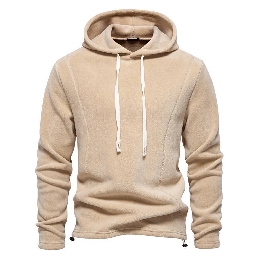 Men's Patchwork Hooded Sweatshirt Hoodies Clothing Casual Loose Fleece Warm Streetwear Male Fashion Autumn Winter Sports Outwear