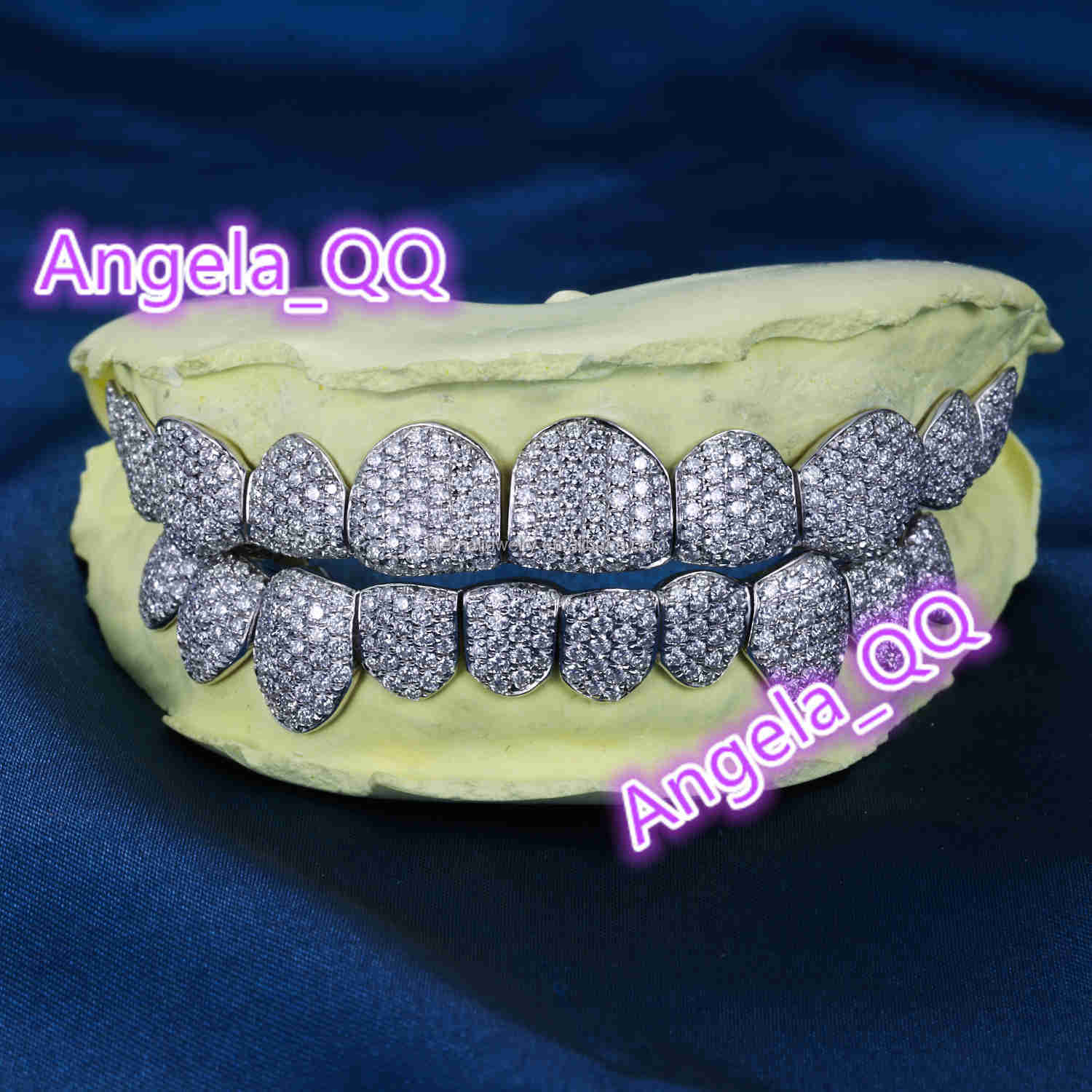 Custom Top Bottom 8 S925 Silver 10K 14K 18K Solid Gold F D VVS Moissanite Lab Diamond Perm Cut Teeth Grillz for Men Women