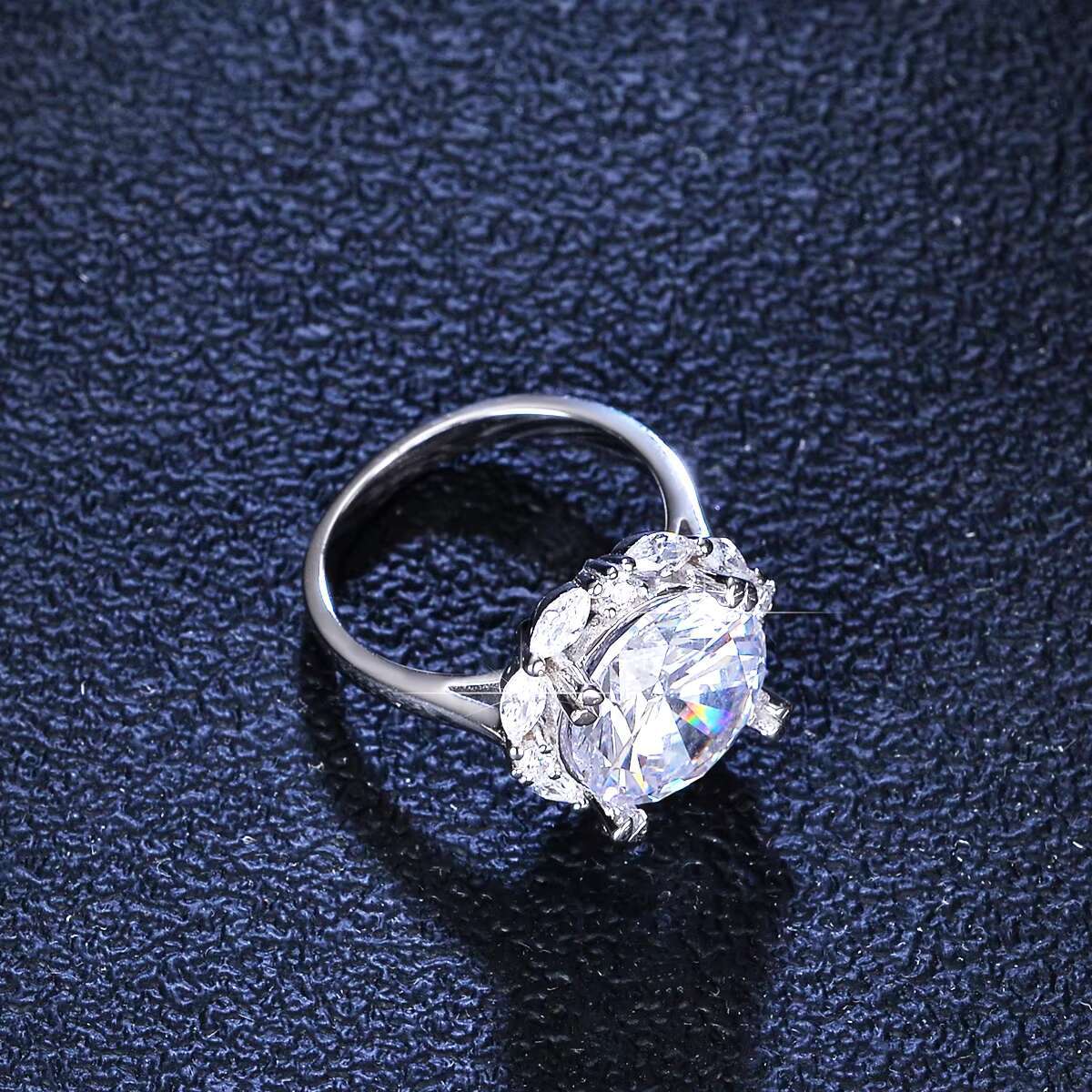 Fine Fashion 925 Sterling Silver 5CT Big Round Moissanite Rings Diamond Gold Plated Engagement Wedding Rings