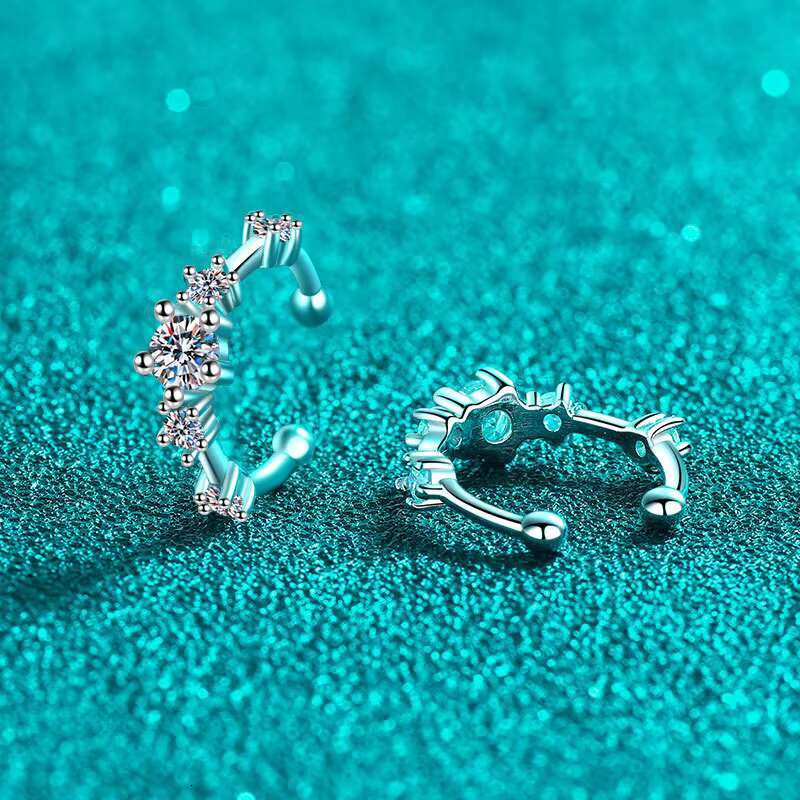 Carline Topsale Fine Jewelry Earrings Luxury Silver 925 Ear Cuff Earrings Moissanite Earrings Non Pierced Jewelry for Women