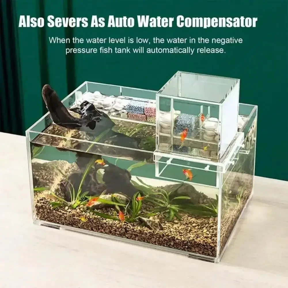 Clear Acrylic Hanging Aquarium Filter Stand - Inverted Transparent Fish Tank Decor Vacuum Suction n for Creative Underwate 250530