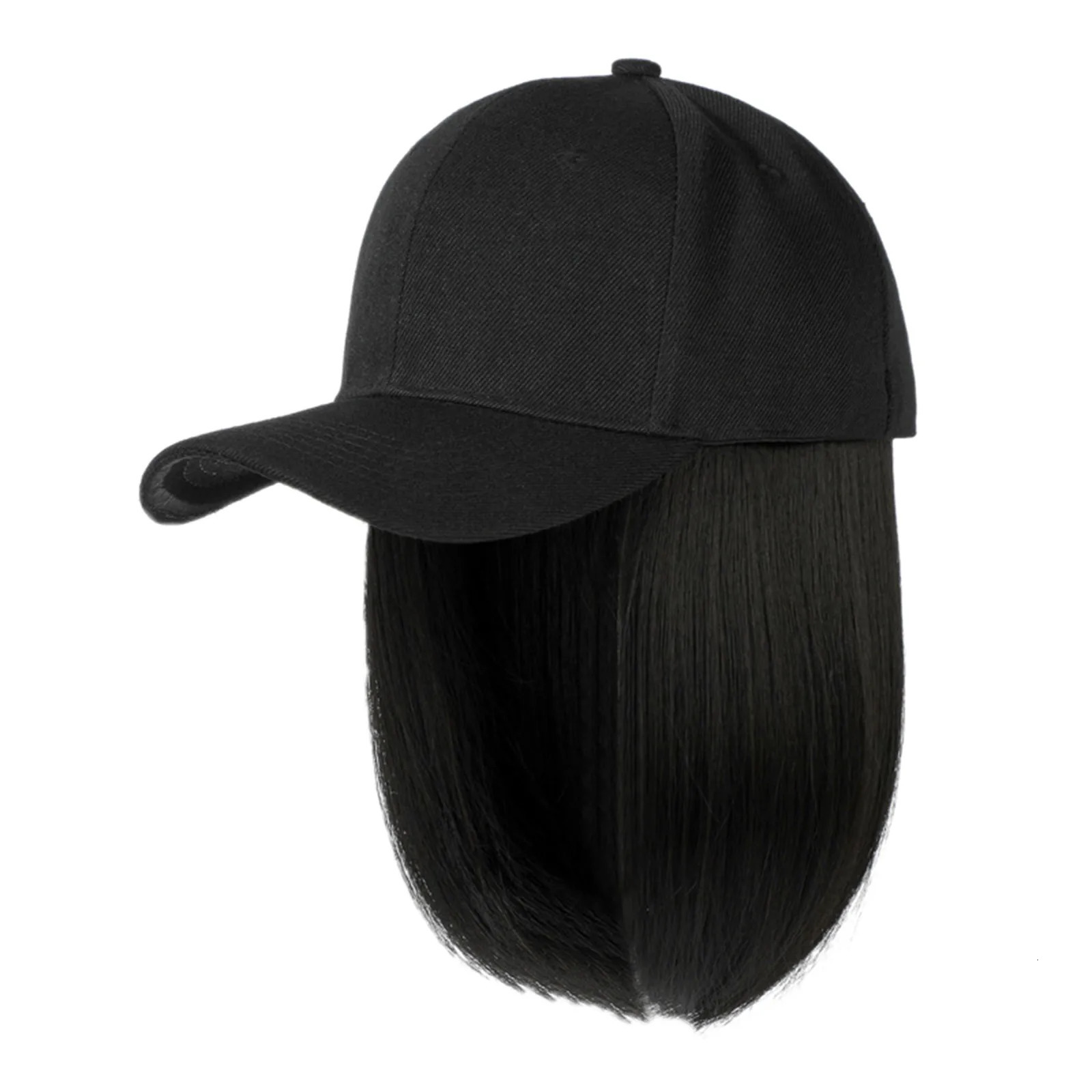 Paper Cup Hat Baseball Cap With Hair Extensions Straight Short Bob Hairstyle Removable Wig Hat For Baseball Hats with Quotes 250530