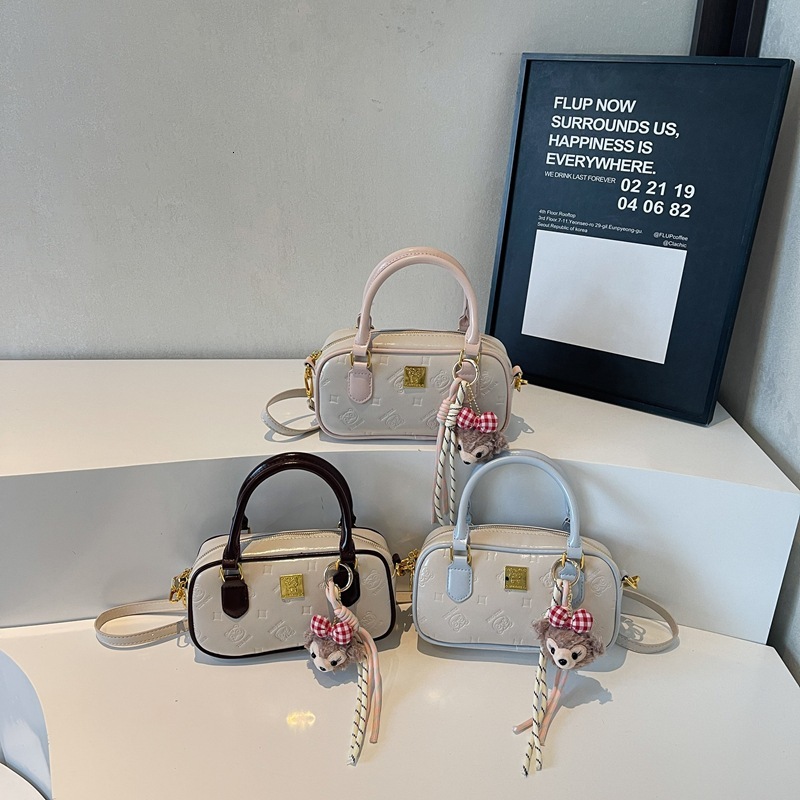 New color blocked women's handbag embossed bowling bag French multifunctional crossbody bag designer women's shoulder bag