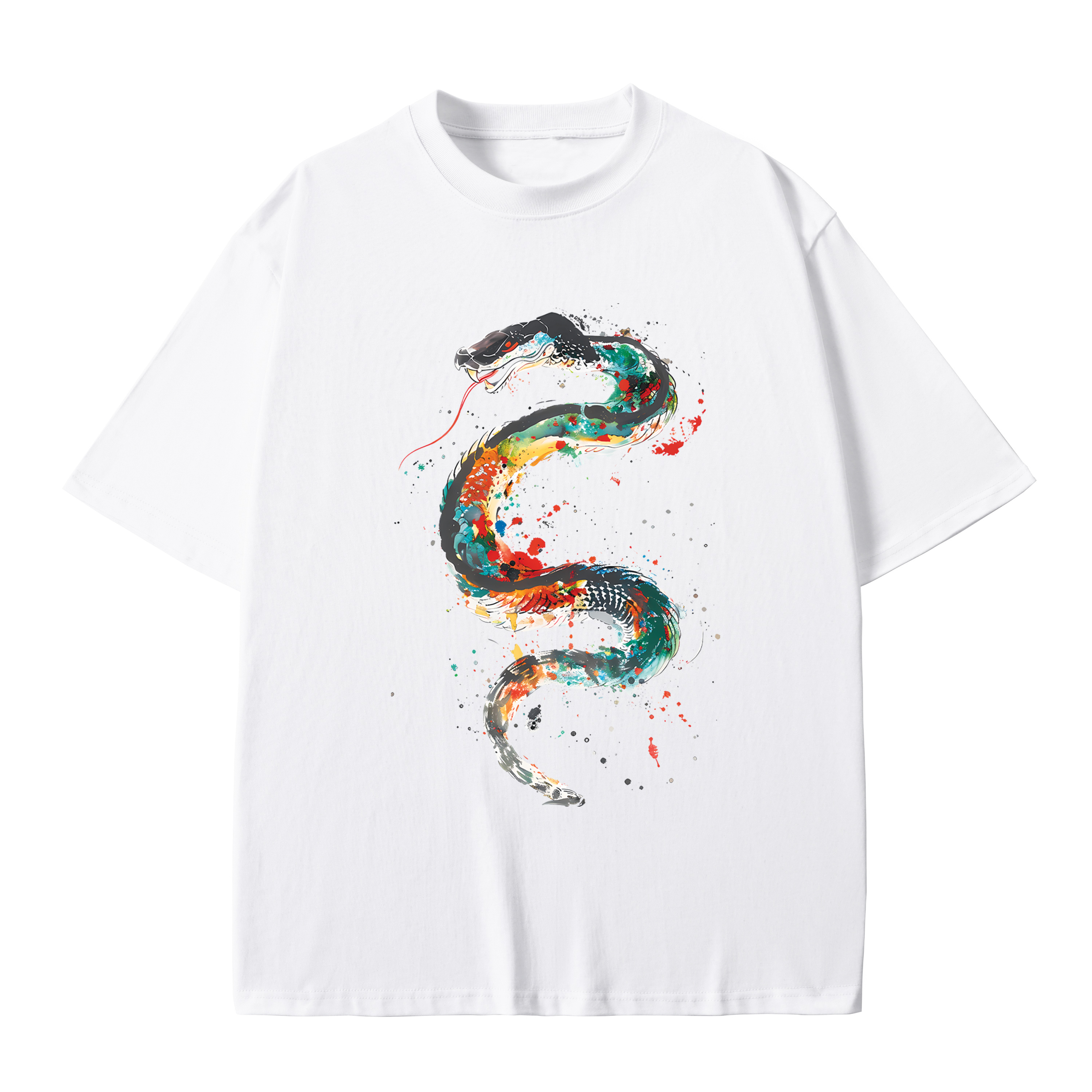 T-shirt men's top designer cotton T-shirt the Painted snake short sleeved clothing high-quality fashionable T-shirt