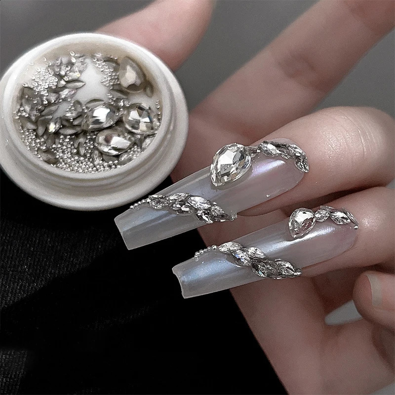 1Box Nail Art Rhinestones Multicolor Nail Decorations Crystal Serpent Flat Back Mixed Size Crystal Gems DIY Nail Art Rhinestone 250528