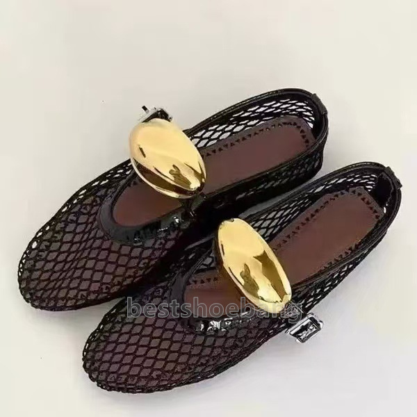 mesh ballet flats heels mary jane shoes loafers womens fashion soft sole low-heels designer women shoes balck white fishing net weaving buckle luxury 