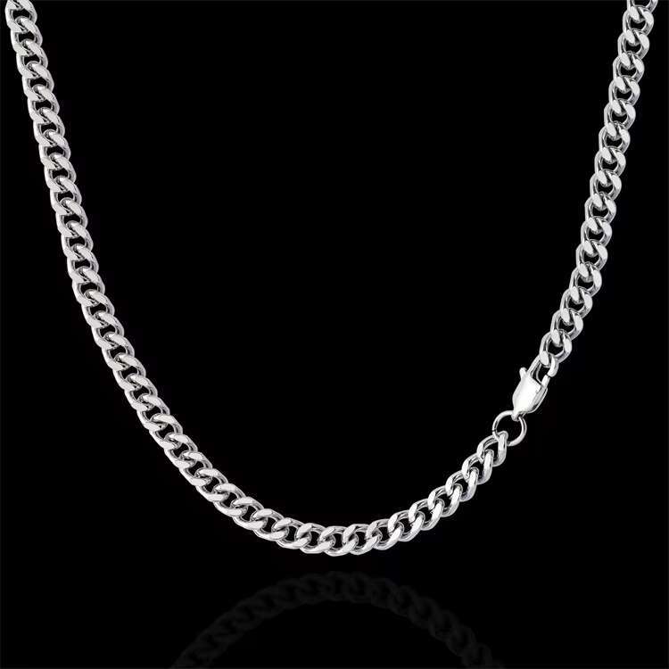 6mm New Stainless Steel Chain 18k Gold Vacuum Plating Four Sided Grinding Cuban Chain Necklace