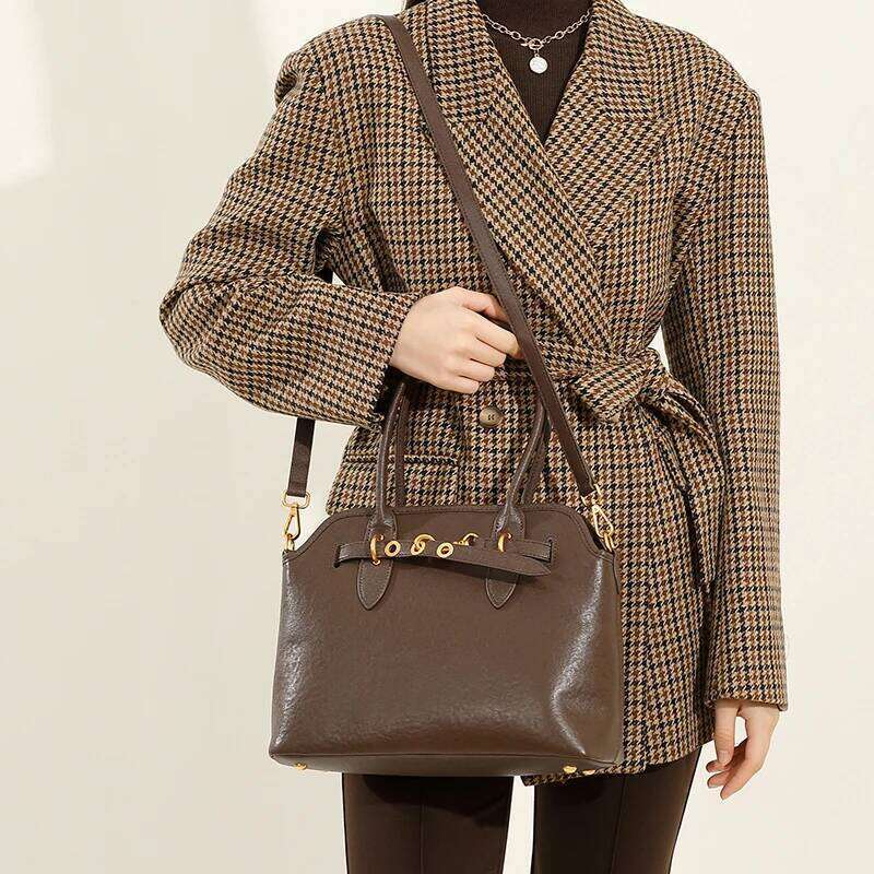 Genuine Leather Women's Tote Designer Shoulder Bag Large Capacity Cowhide Handbags Fashion Crossbody Bags for Women