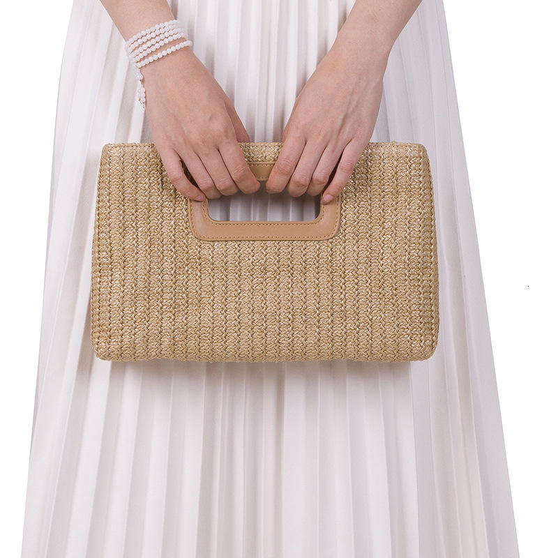Bag Women 2025 Summer New Outdoor Beach Bag Vacation Style Designers Bag Free Shipping Straw Woven Clutch Detachable Chain Crossbody Bag Cross-border 