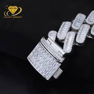 Hiphop Style 1 Row Miami 20 22 24 26 Inch Pure Sier 6mm Long Stick Mossianite Cuban Chain