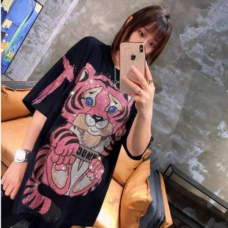 Dia Stamping Tiger Letter Design Women's T-shirt Street Personality Y2K Fashion Plus Size Tops Summer New T-shirts