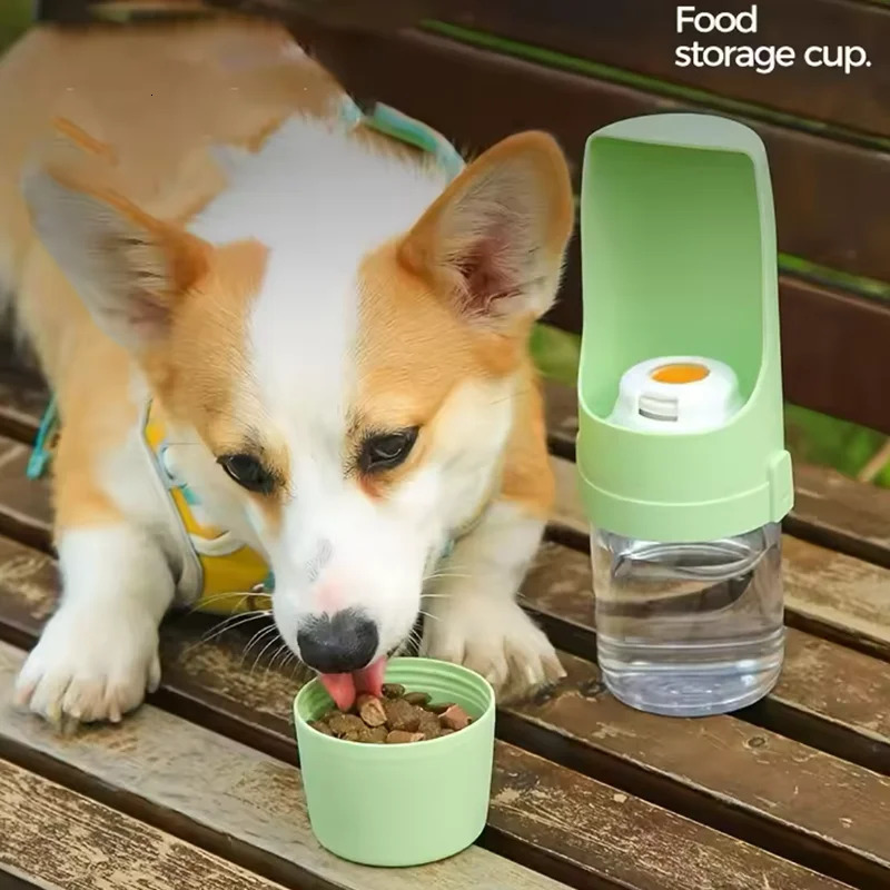 free shipping Portable Water Bottle with Container Foldable 2in1 Pet Travel Bowl Puppy Dog Cat Outdoor Drinking Food Feeder 250527