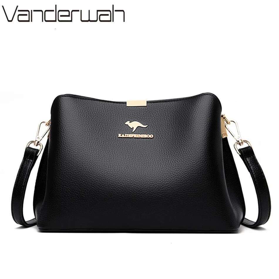 Solid Color Designer High Quality Leather Women's Handbag Purses Multifunctional Ladies Shoulder Messenger Bags Sac Femme