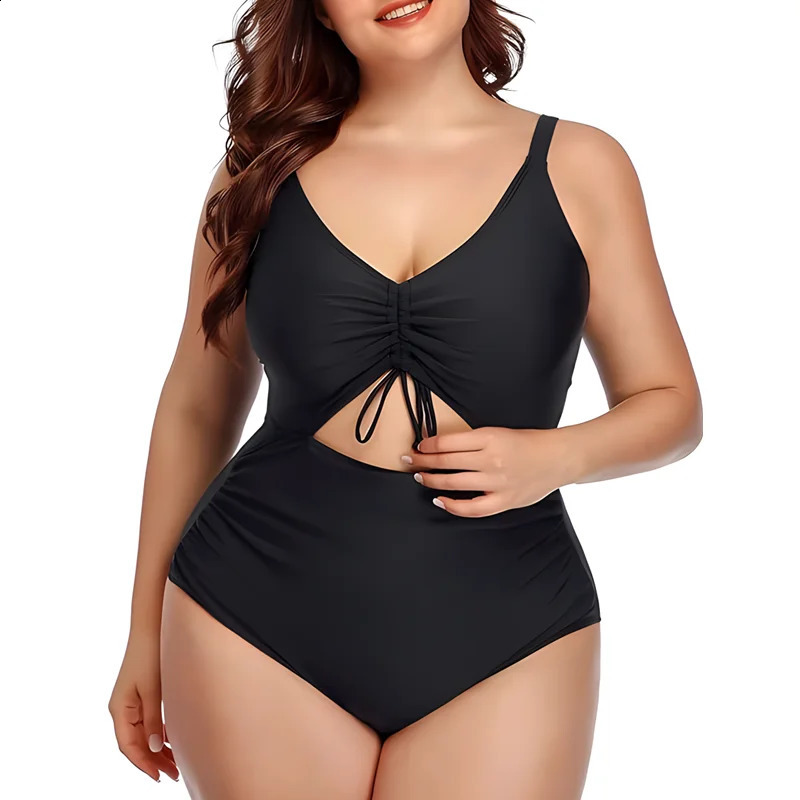 Floral Printed Women Plus Size Swimsuits Cutout Tummy Control Sexy Swimwear Female Monokini Bathing Suit 250528