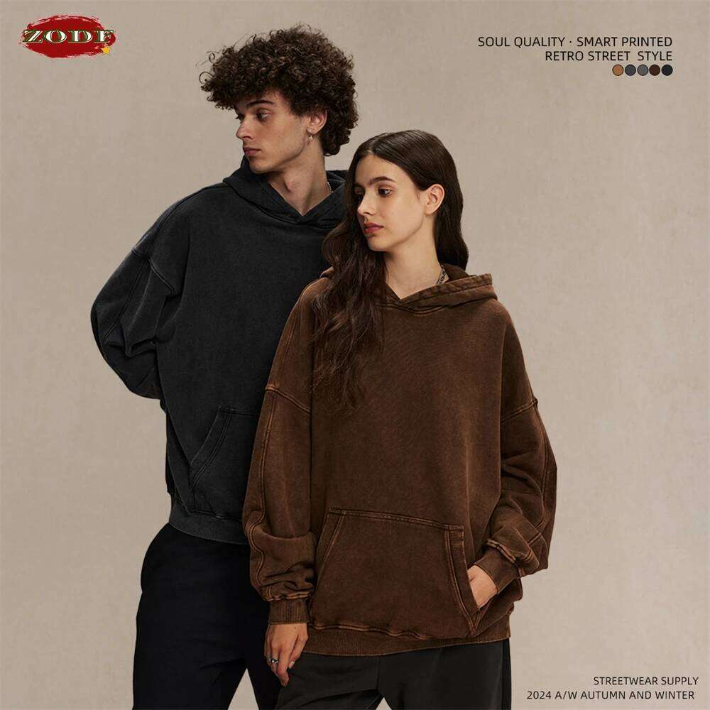 Coats Designer Women ZODF Vintage Batik Washed 420Gsm Cotton Hoodies For Men Unisex Heavyweight Loose Hip Hop Hooded Sweatshirts Pullovers Hy0696 Desi
