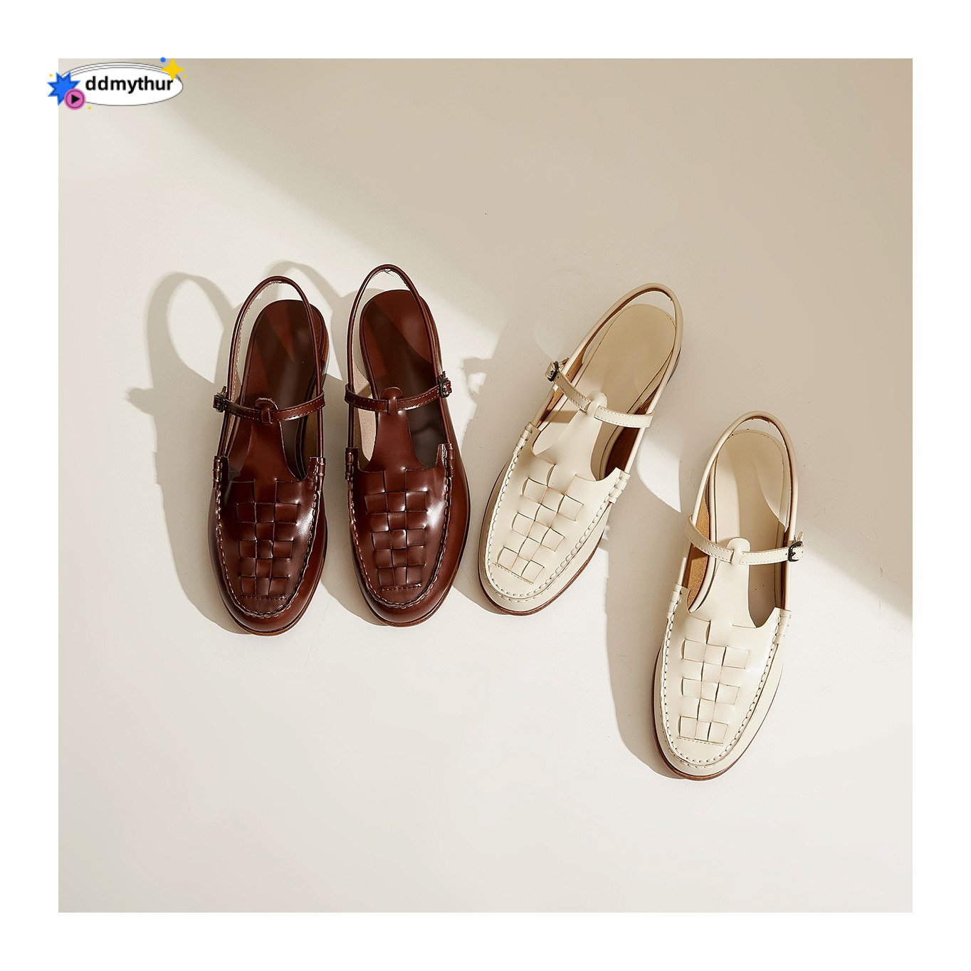 2023 Spring/Summer New Fashion Breathable Sandals Lightweight Flat Buckle Casual One-Strap French Style Women's Shoes ddmythur