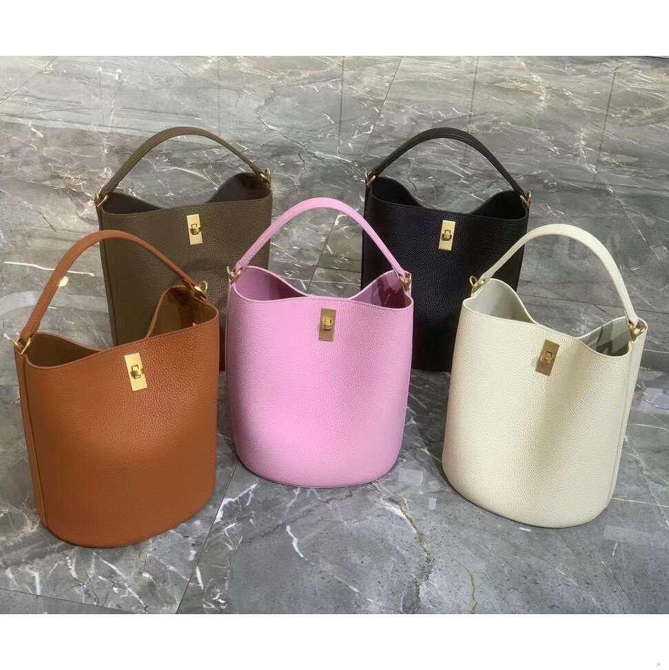 Top Layer Cowhide Bucket Large Capacity New Versatile Niche Fashion Single Shoulder Crossbody Handbag Genuine Leather Bag for Women